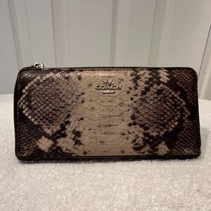 Coach Snake-Embossed Zip Wallet in Snake Skin Print